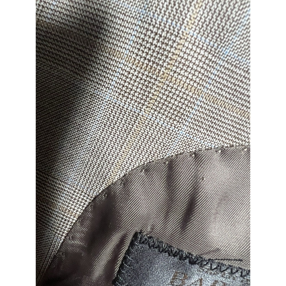 44 L Baroni 100% Wool Men Tan glen Plaid Jacket Light Academic Subtle Luxury - Picture 10 of 10